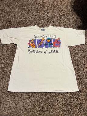 Vintage 90s New Orleans Birthplace of Jazz Graphic T-Shirt Made in USA Large